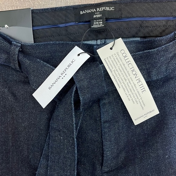 Banana Republic Avery Trouser Paper Bag Pants Ankle Dark Blue Denim SZ Petite 8 - Picture 7 of 11